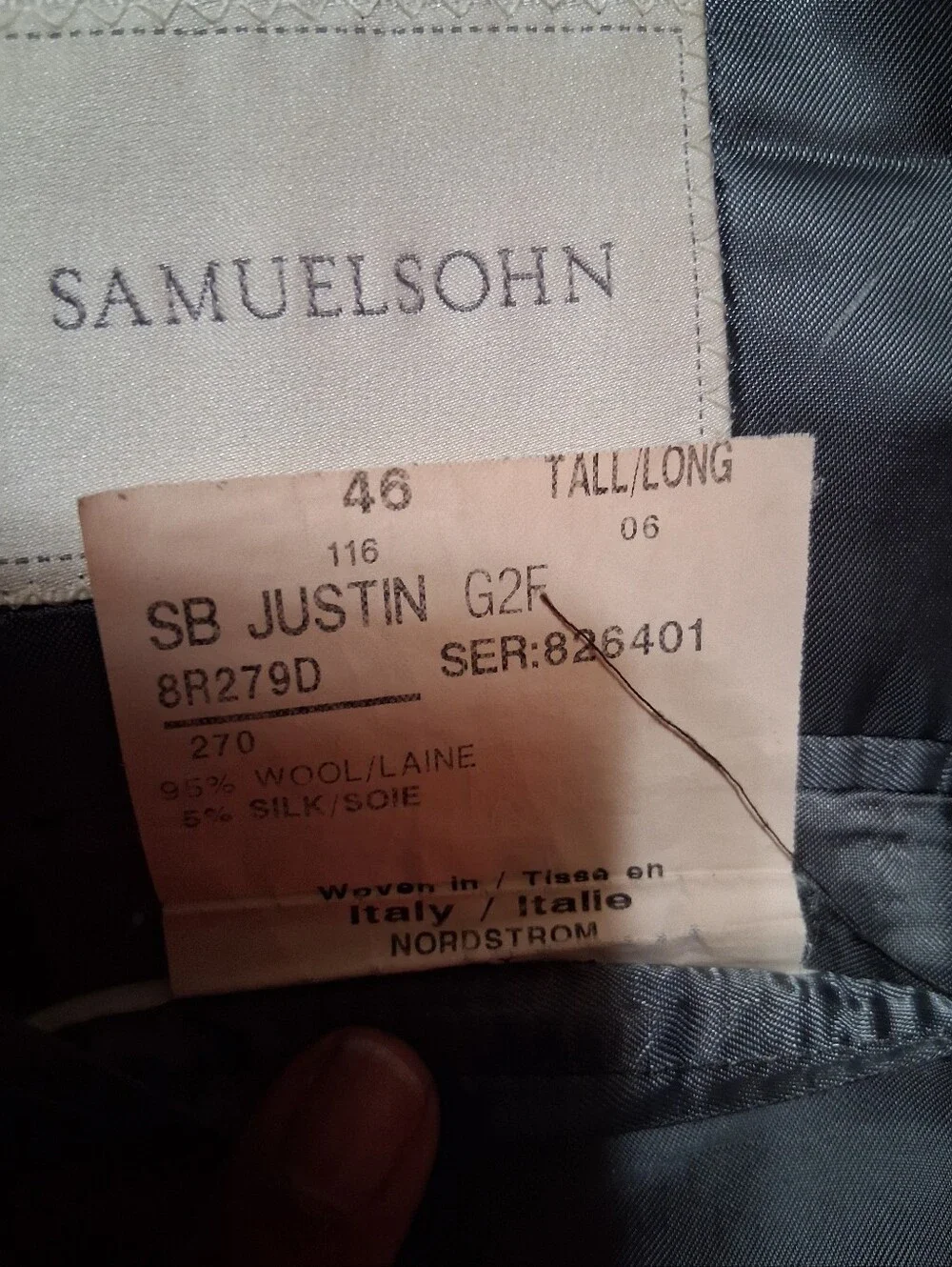 Samuelsohn suit coat blazer Jacket, Single-Breasted 